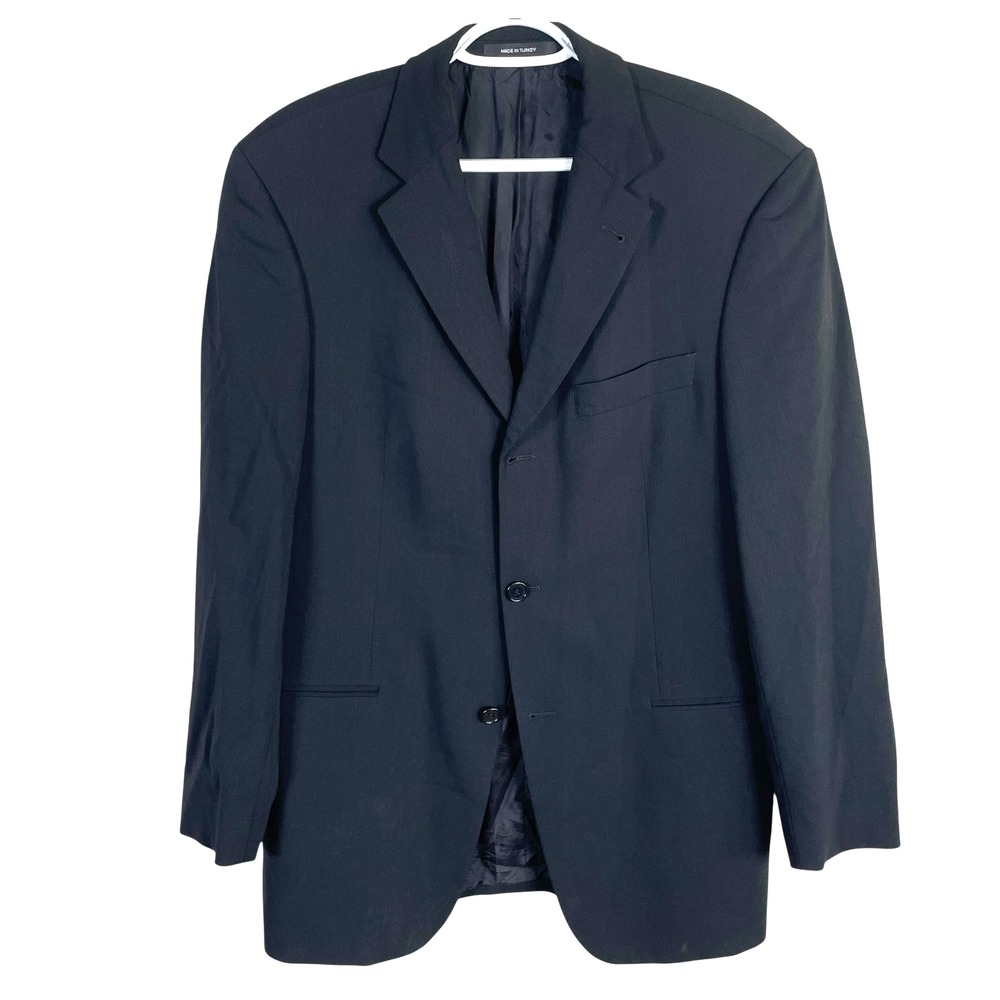 Hugo Boss Virgin Wool Blazer Jacket Sport Coat Mens 38 Regular Black 3 Button